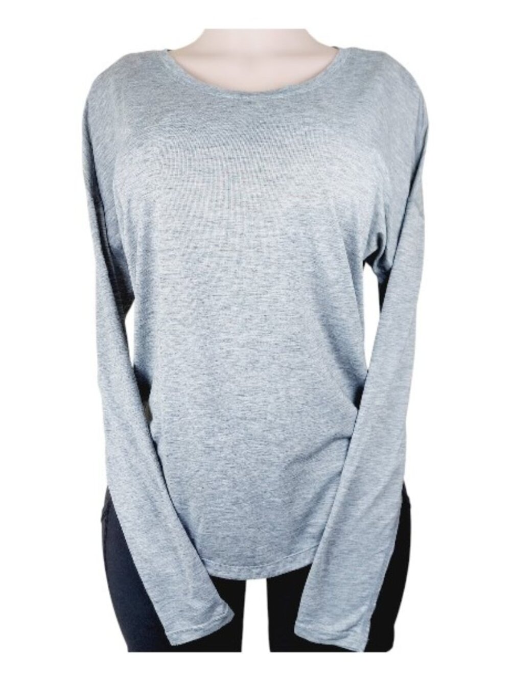 Lucy Women's Gray Heather Long Sleeve Curve Athletic T-Shirt Size S